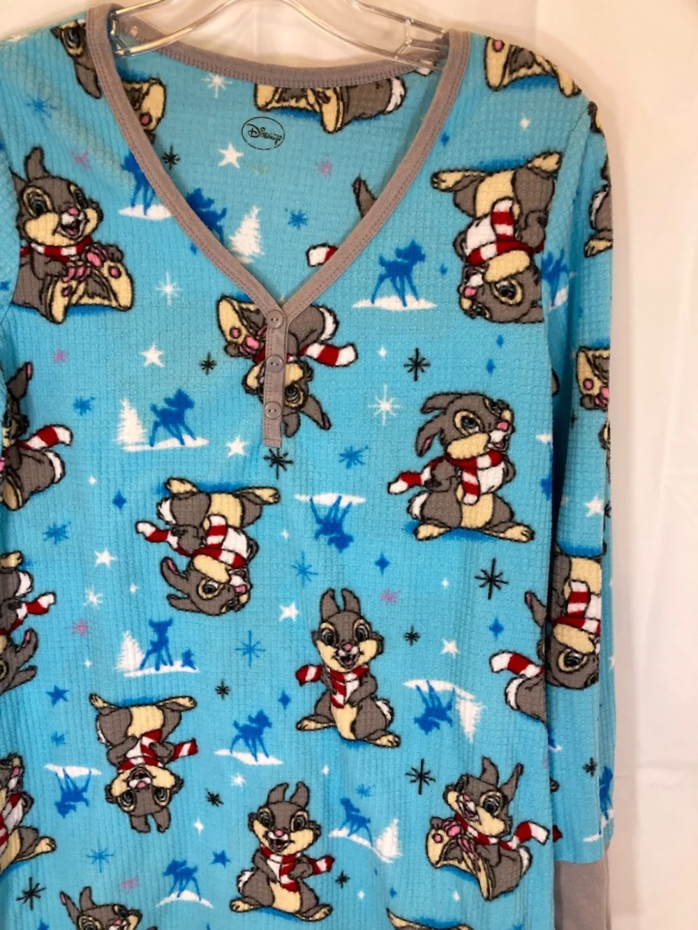 Disney Christmas Thumper Pajama Gown Sz L Juniors Long Sleeve All Over Print - Picture 6 of 14